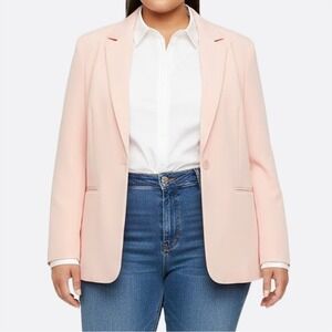 Bob Mackie Studio Crepe Blazer Jacket Blush Peony Plus Size 3X Soft Girl